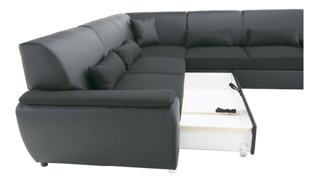 Rohová sedací souprava Emma (černá) (L)