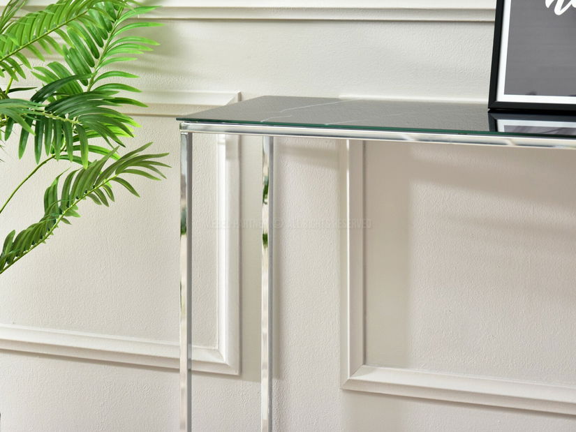 Konzolový stolek Bella Kons (černý mramor + chromová)