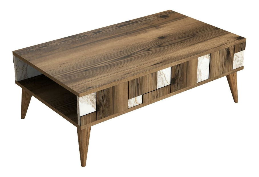 Konferenční stolek Madre (bílá + ořech)