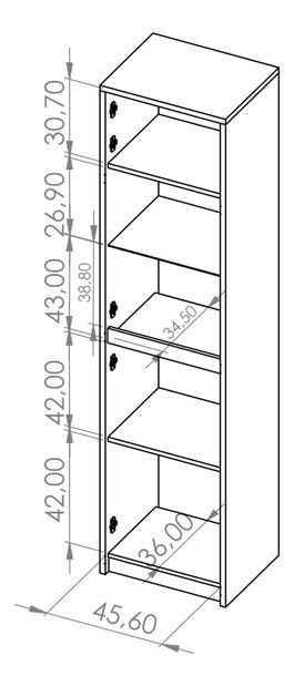Vitrína Desayuno V (dub monastery + lesk černý)