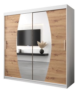 Šatní skříň 200 cm Eclipse (bílá matná + dub artisan)