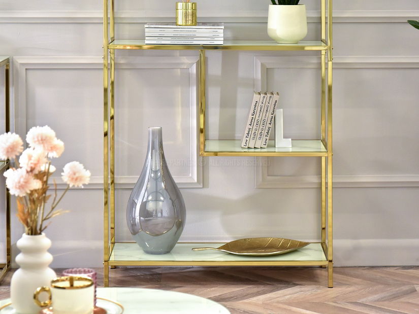 Regál Crips (bílý mramor + zlatá)