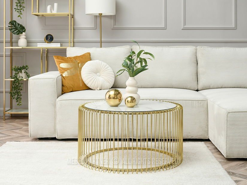 Konferenční stolek Nils Xl (bílý mramor + zlatá)