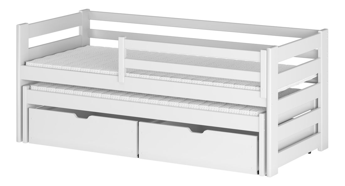 Dětská postel 90 cm Keith (s roštem a úl. prostorem) (bílá)