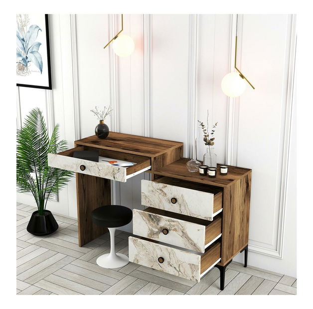 Toaletní stolek Logan 2 (ořechová + bílá)