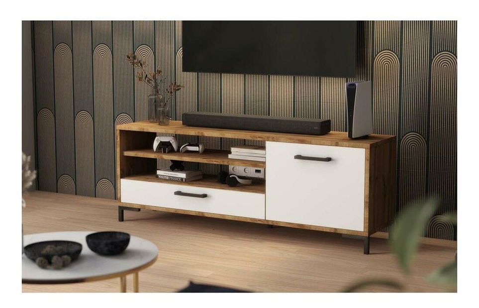 TV skříňka/stolek Cascade (dub lancaster + bílá)