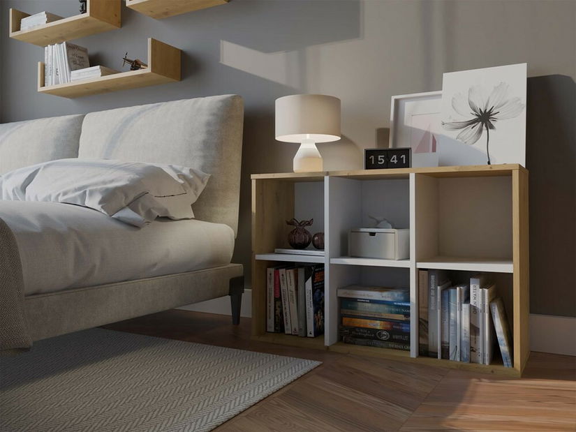 Regál Metros 1 (dub artisan + bílá)