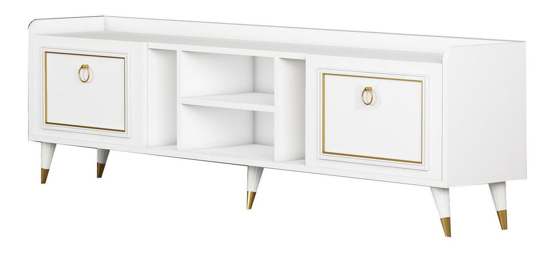TV stolek/skříňka Kadole 2 (bílá + zlatá)