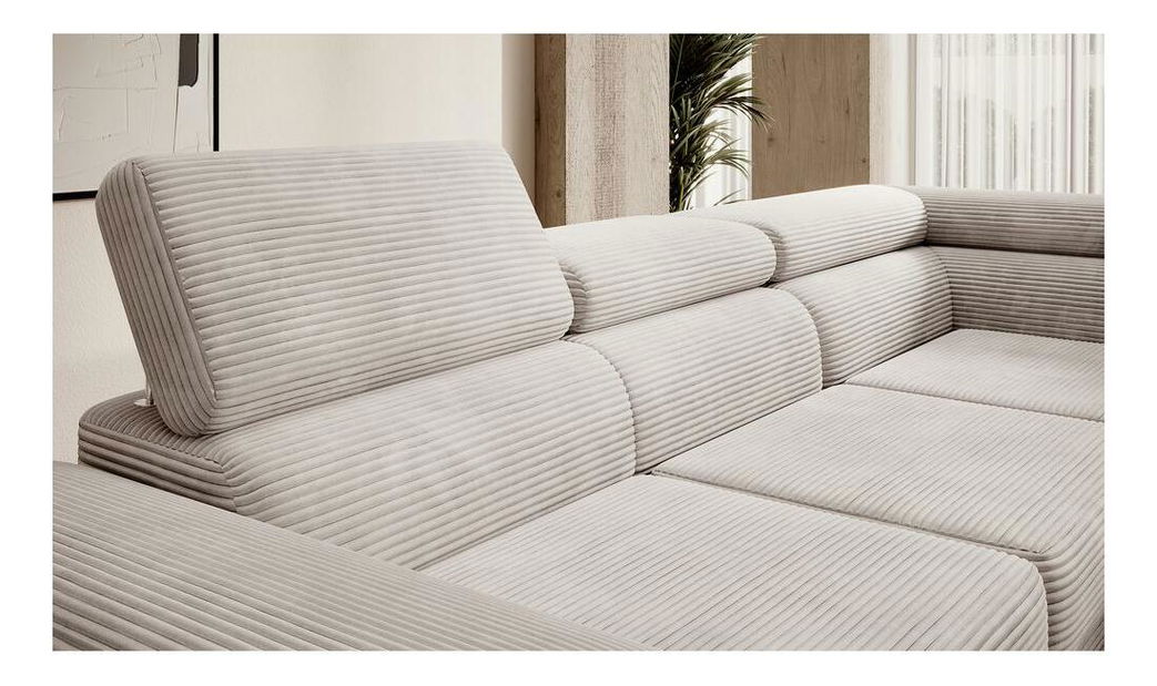 Rohová sedací souprava Stiletto (P) (béžovošedá + stříbrná)