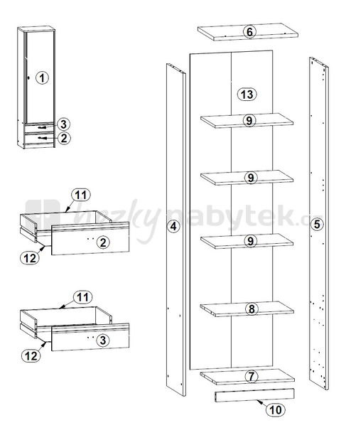 Policová skříň BRW POP KD2S/19/5 