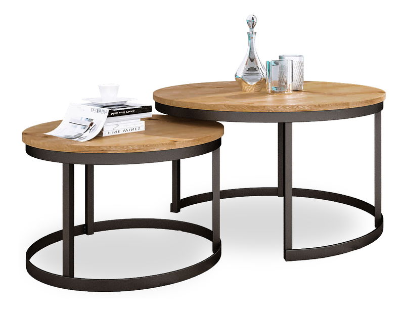 Set 2 ks. konferenčních stolků Otir (černá + dub artisan)