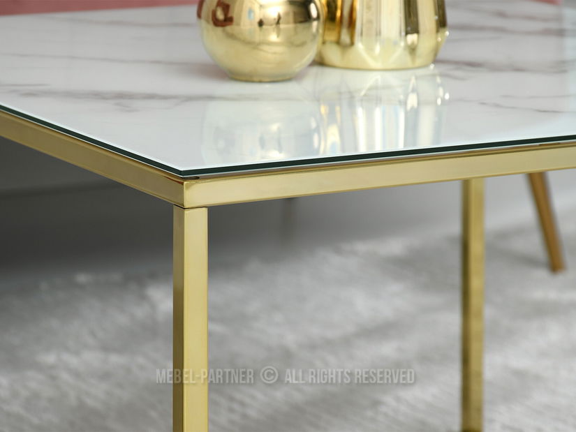 Konferenční stolek Bella M (bílý mramor + zlatá)