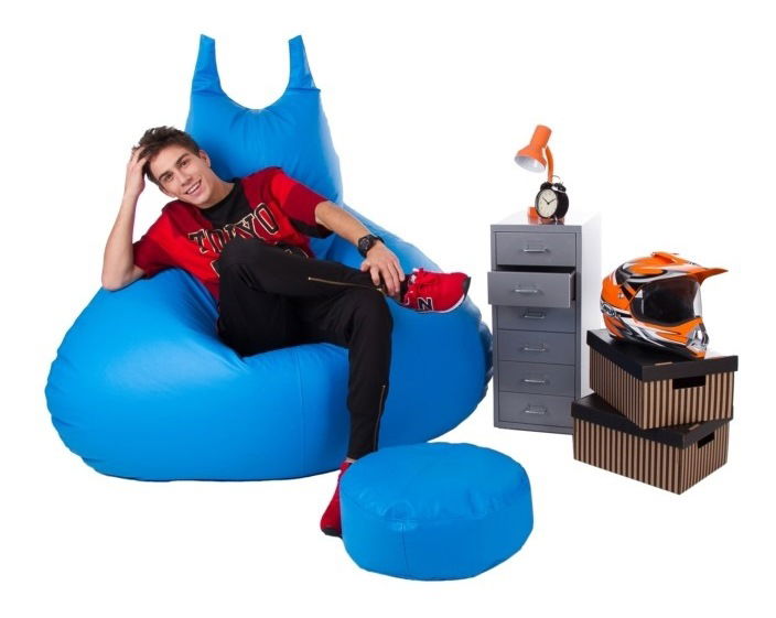 Sedací pytel s taburetem Bobo XXXL (modrá)