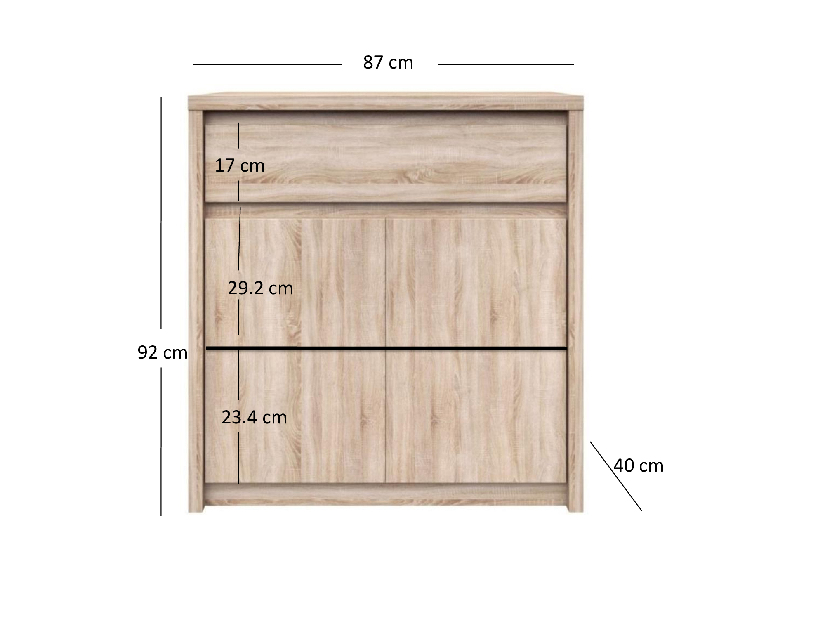 Komoda Noella 2D1S (dub sonoma)