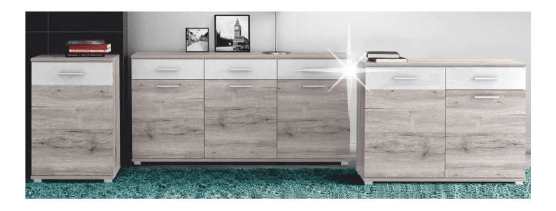 Komoda Rosenea Typ 3 dub canyon + lesk vysoký bílý