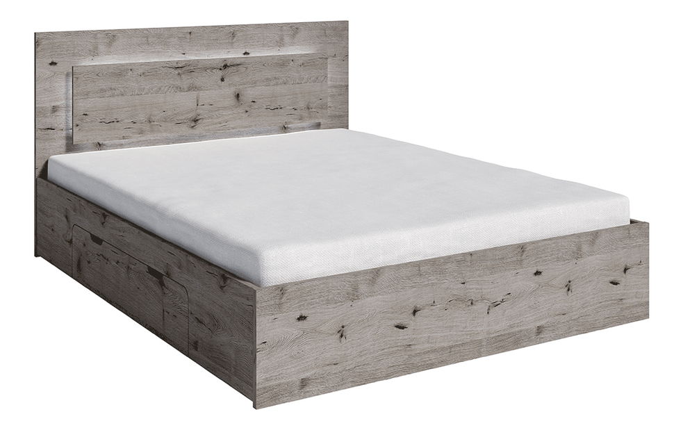 Manželská postel 160 cm Talago (dub welington) (s úl. prostorem a LED podsvícením)