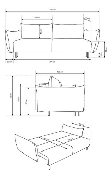Pohovka Adelon (tmavě šedá)