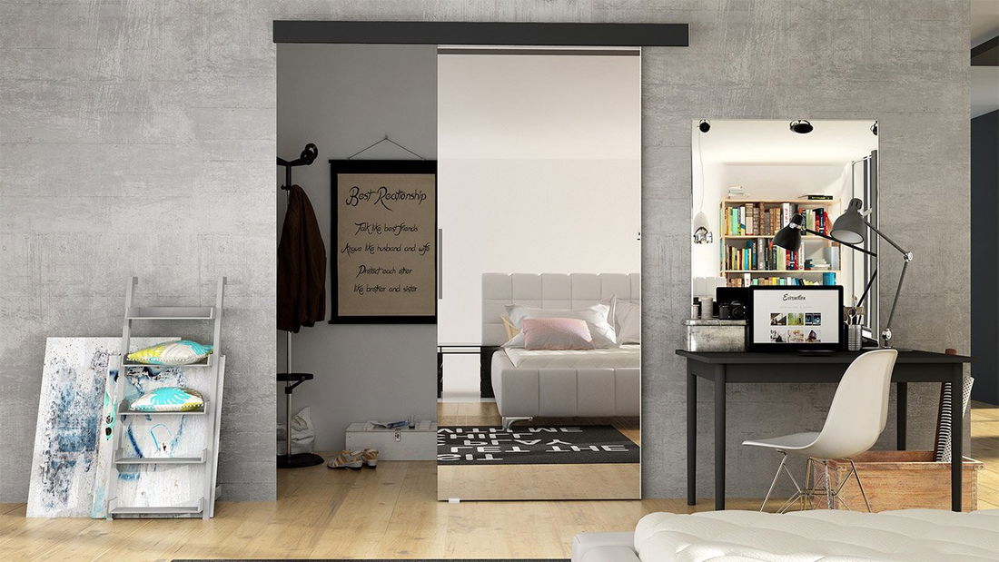 Posuvné dveře Orenia II (černá + zrcadlo)