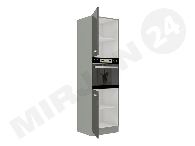Skříňka vysoká pod pečící troubu Milo 60 DP-210 2F (šedá + šedý lesk)