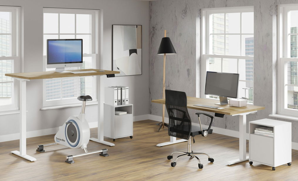 Elektrický PC stolek Natura 160 (dub + bílá)