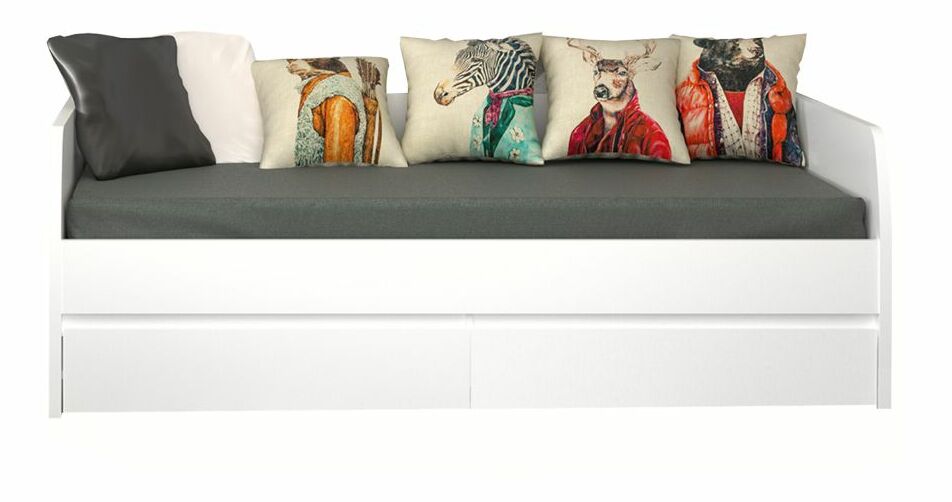 Jednolůžková postel 90 ERODON (bílá) (s roštem)