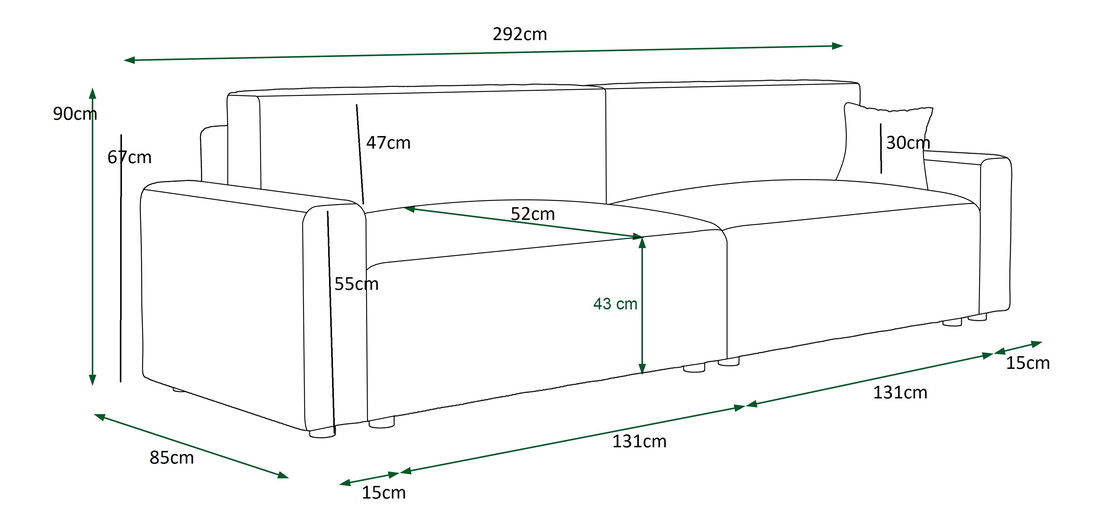 Pohovka dvousedačka Mirage 2XBIS (modrá)