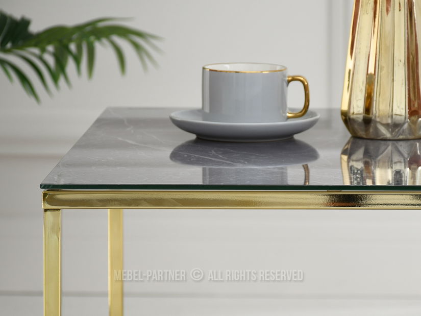 Konferenční stolek Bella M (šedý mramor + zlatá)