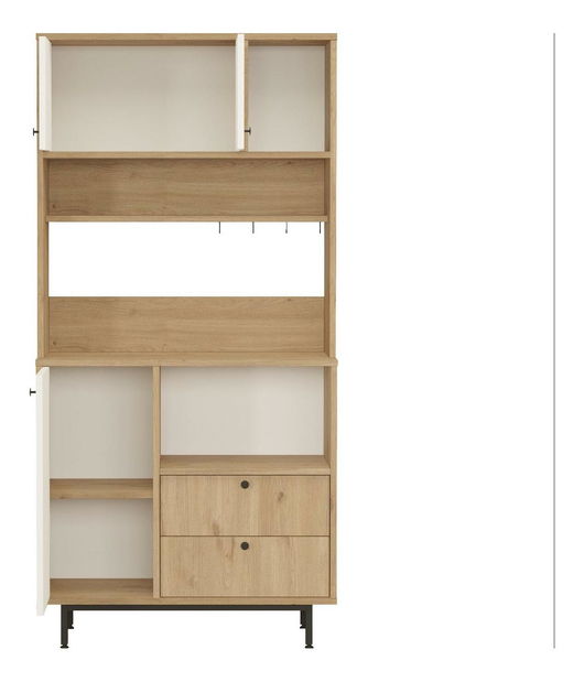 Policová skříň Rebutia 4 (dub + bílá)