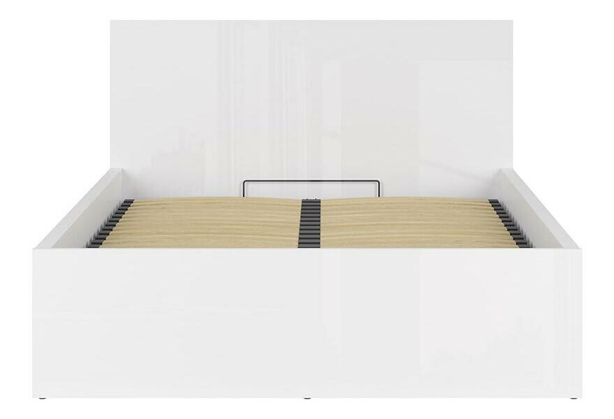Manželská postel 140 cm BRW Tetrix 8 (lesk bílý) (s roštem) (s úl. prostorem)