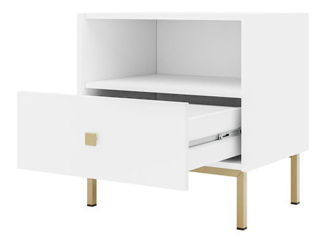 Noční stolek Probazzo 1SZ (bílá + zlatá)