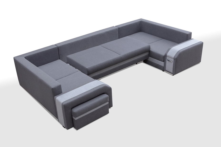 Rohová sedací souprava Asperata U (šedá + světlešedá) (L)