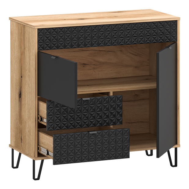 Komoda Botones (dub evoke + černá)