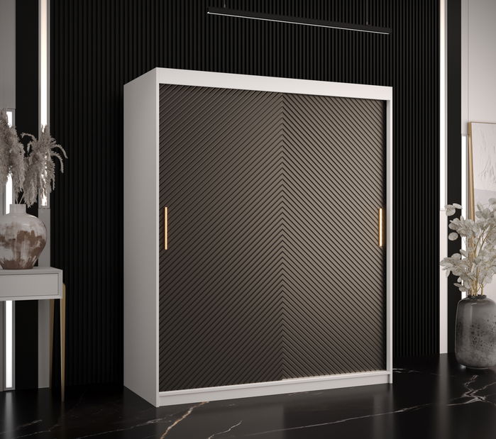 Šatní skříň 180 cm Riana Slimo 1 180 (bílá + černá)