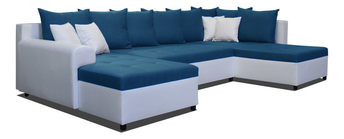 Rohová sedací souprava U Lisbona L+2F+BL (tyrkysová + bílá) (L)