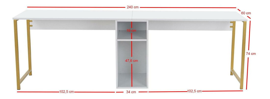 PC stolek Torpedo (bílá + zlatá)