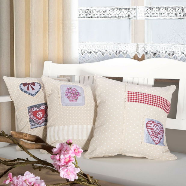 Ozdobný polštář 40x40 cm Vesna (béžová + červená)