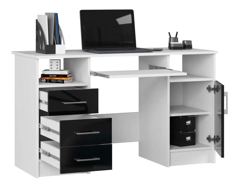 PC stolek Aziza (bílá + lesk černý)