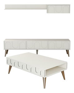 Sada nábytku do obývacího pokoje Lyantela (krémová + ořech)