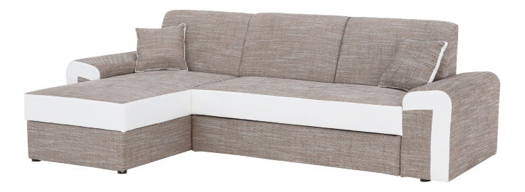Rohová sedací souprava Pinia (hnědá + bílá) (L)