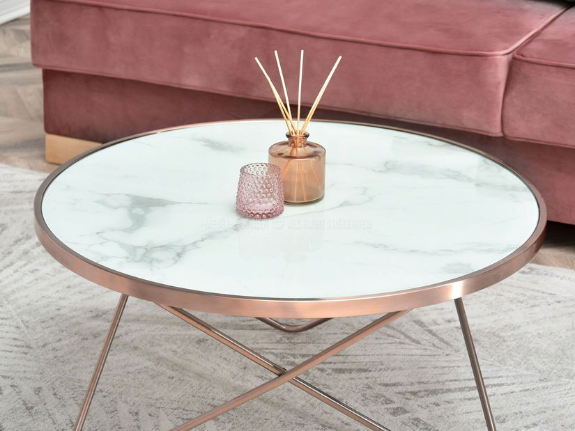 Konferenční stolek Armin Xl (bílý mramor + měděná)