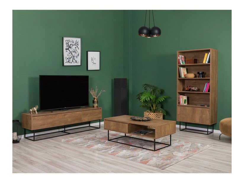 Souprava nábytku do obývacího pokoje Laxi 24 (ořech + černá)