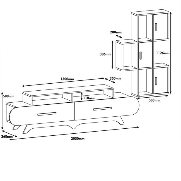 Obývací stěna Florian S (Ořech + Bílá)