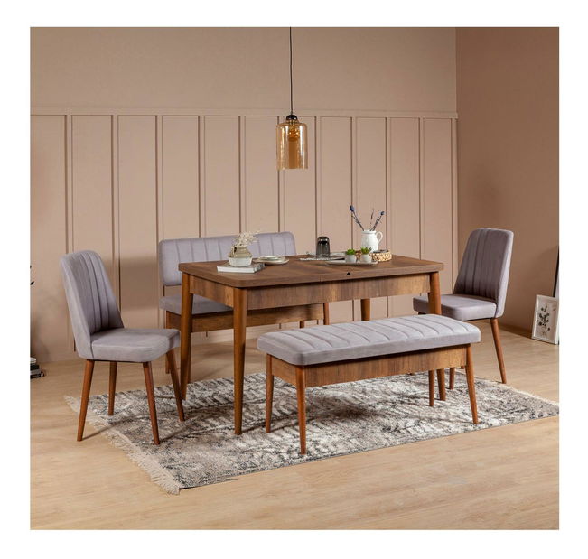 Lavice Vlasta 5 (ořech + růžovošedá) (s úl. prostorem)