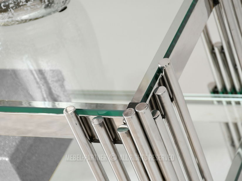 Konzolový stolek Benji (průhledné sklo + chromová)