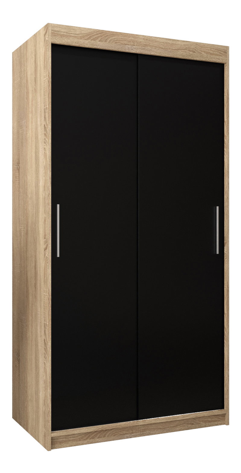 Šatní skříň 100 cm Toki (Dub sonoma + Černá matná)