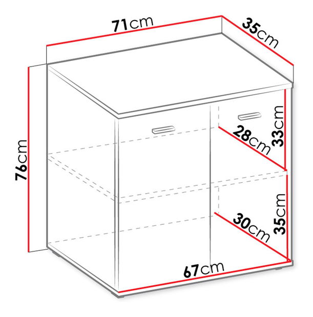 Dvoudveřová komoda Claudia 3 2T (bílá)