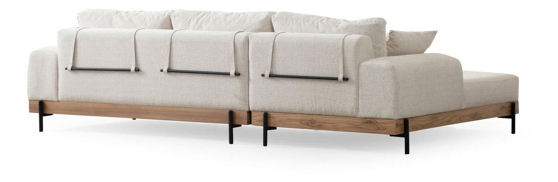 Rohová sedačka Etorella (L) (bílá + dub)