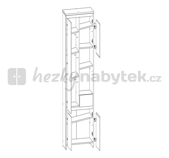 Policová skříň BRW Numlock REG4D1S
