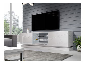TV skříňka/stolek Aura 2 (bílá + bílá lesklá)