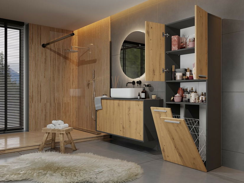 Koupelnová skříňka Neltossa 6 (antracit + dub artisan)